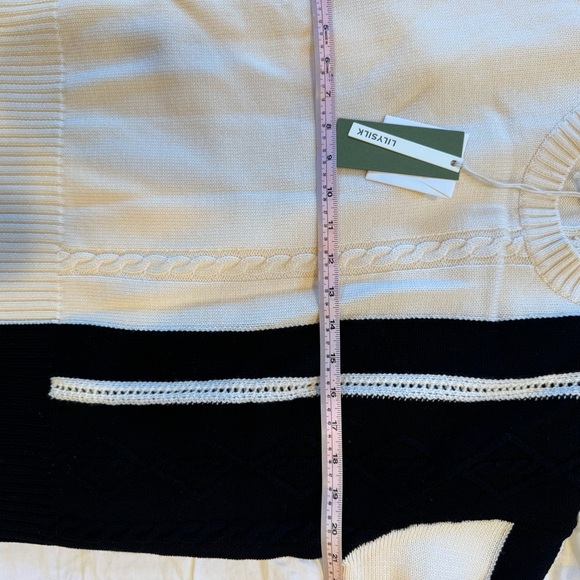 Bicolor stripe knit lilysilk wool sweater NWT - Picture 9 of 10